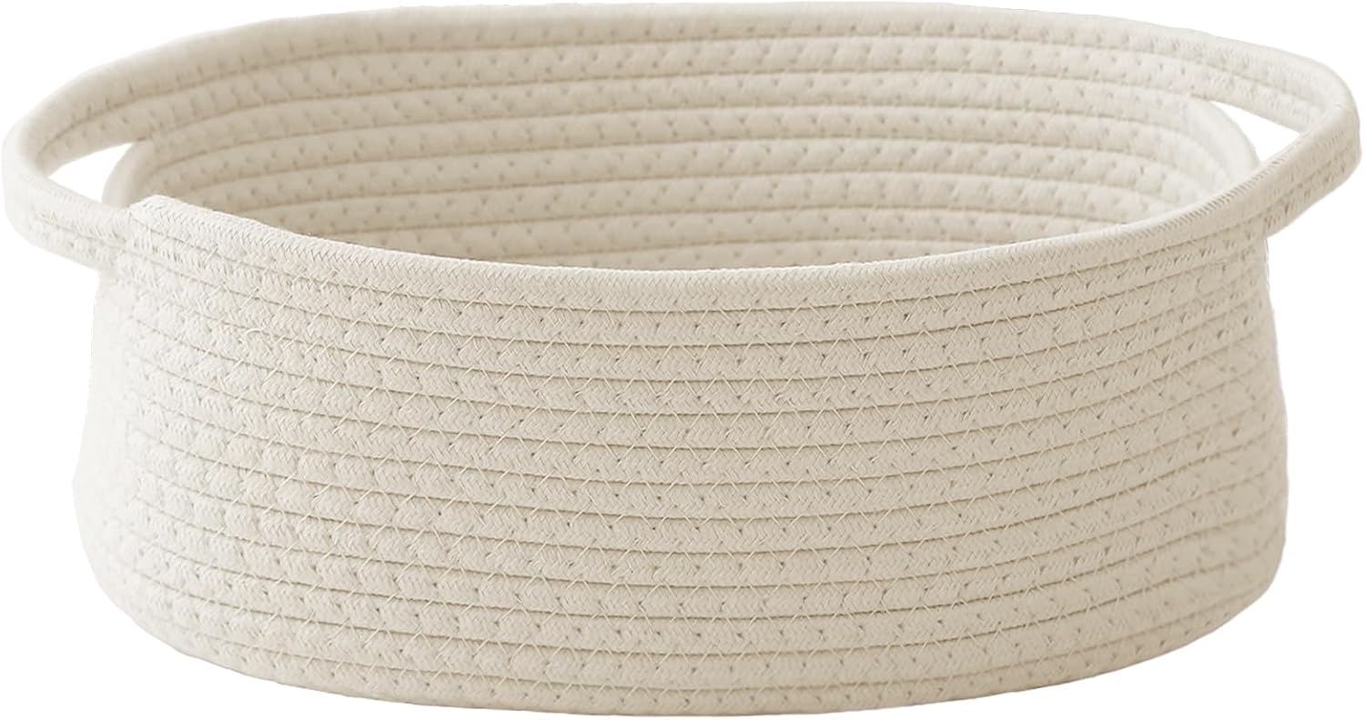 JMvicyroam Small Woven Basket. Empty Gift Basket. White/1 Pack