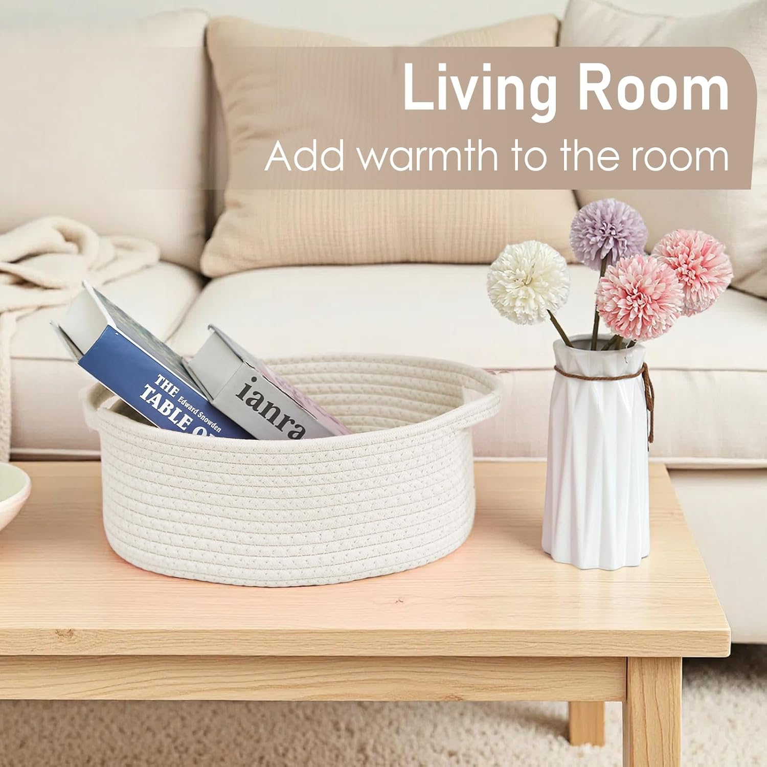 JMvicyroam Small Woven Basket. Empty Gift Basket. White/1 Pack - Image 7