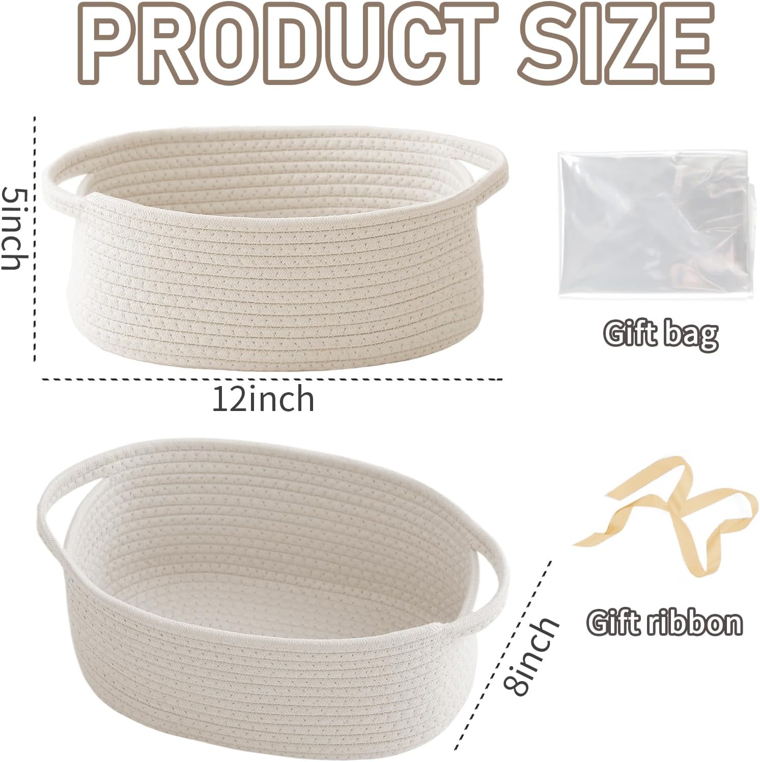 JMvicyroam Small Woven Basket. Empty Gift Basket. White/1 Pack - Image 2