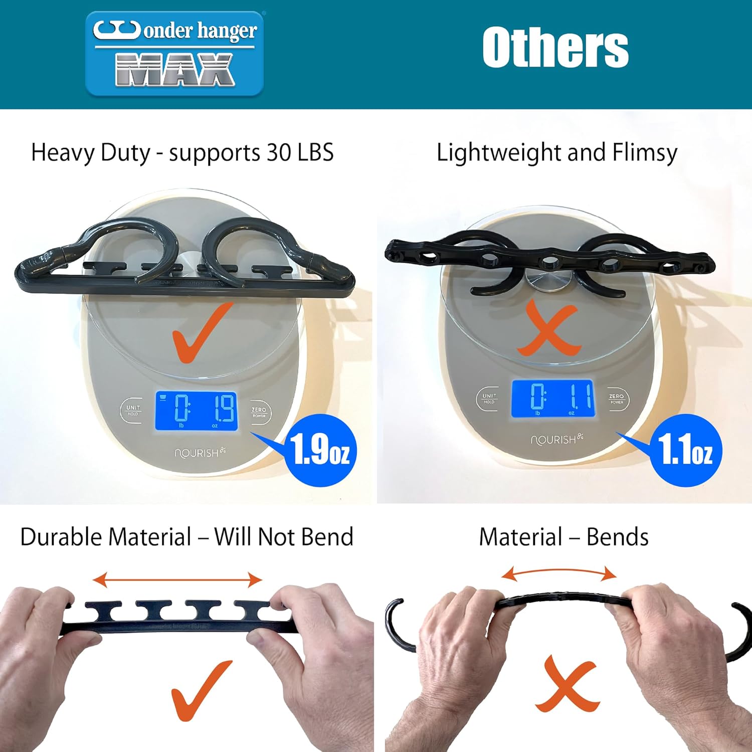 Max 10-Pack Space-Saving Cascading Hangers. 360° Swivel Hooks. Grey | Maximize closet space with 10 assembled cascading hangers and reinforced 360° swivel hooks—ideal for dorms and storage. - Image 3