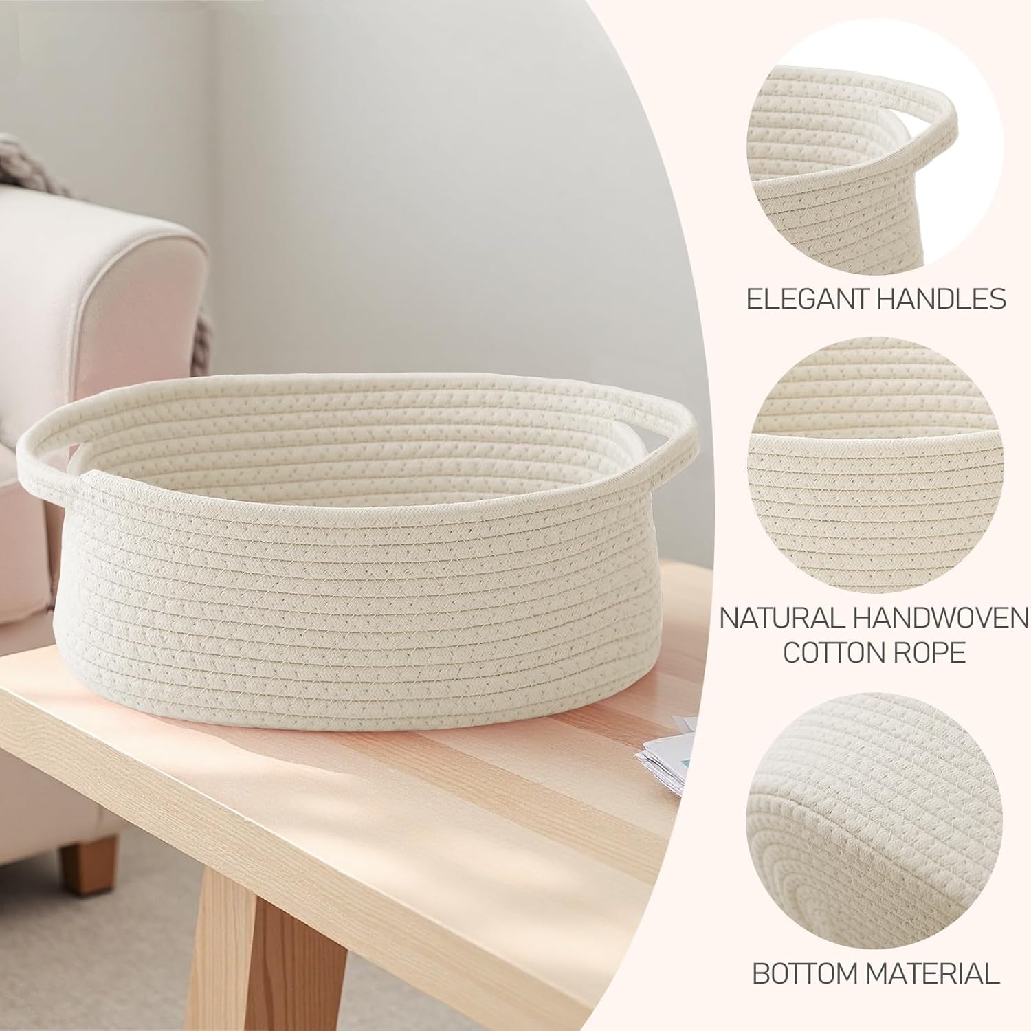 JMvicyroam Small Woven Basket. Empty Gift Basket. White/1 Pack - Image 3