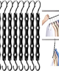 HOUSE DAY 10 Pack Space Saving Hangers. Black. Premium Smart Hanger | Closet Organizers and Storage. Sturdy Cascading Hangers with 5 Holes for Heavy Clothes. College Dorm Room Essentials
