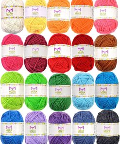 20 Acrylic Yarn Skeins - 438 Yards Multicolored Yarn in Total – Great Crochet and Knitting Starter Kit for Colorful Craft – Assorted Colors